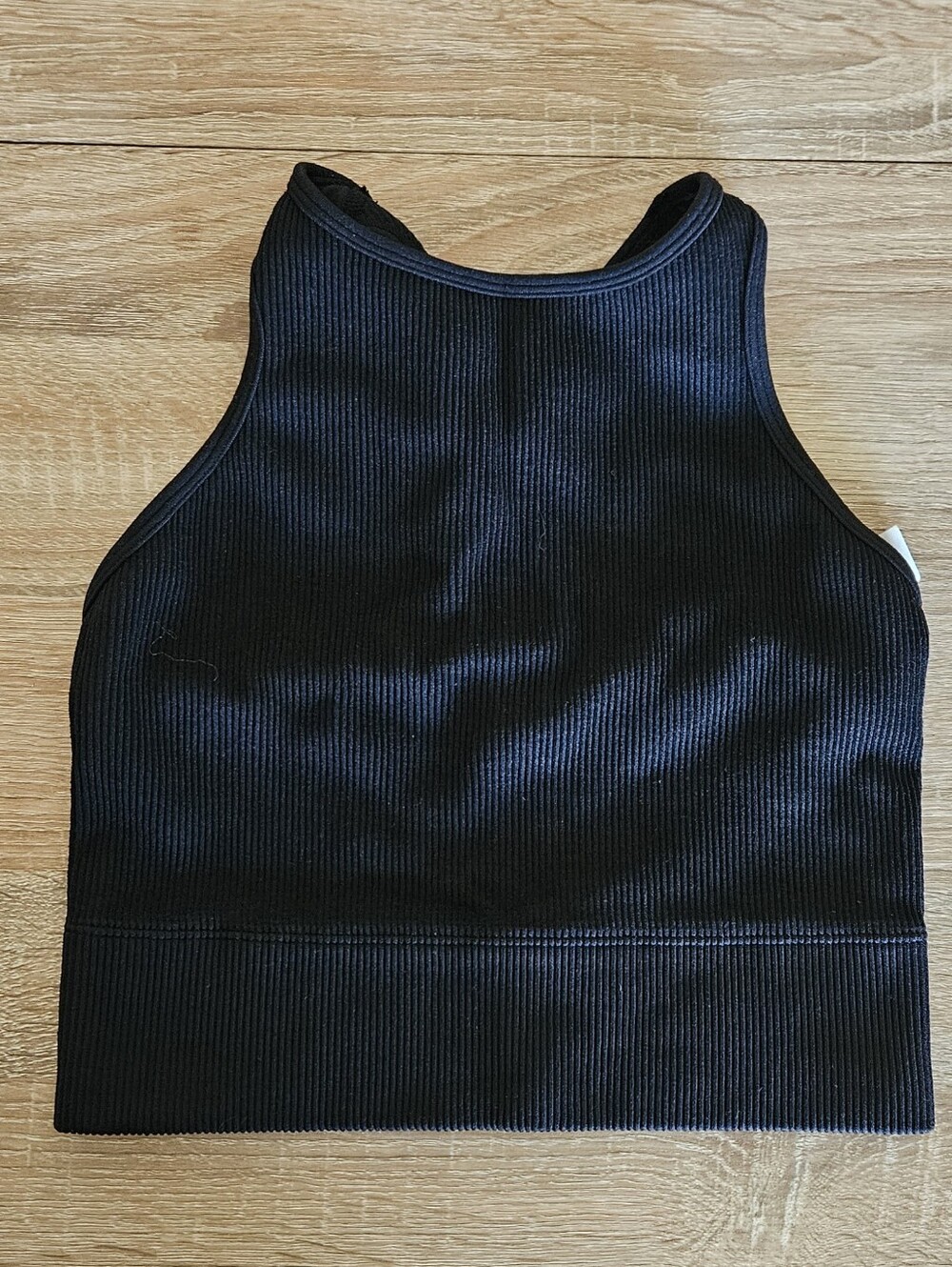 Gilly Hicks Black Ribbed High-Neck Crop Tank/Sports Bra - Medium